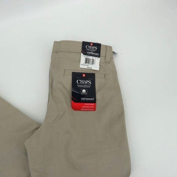 Chaps Boys Performance Khaki Pants 10 Husky Adjustable Waist NWT $34 - Picture 3 of 5